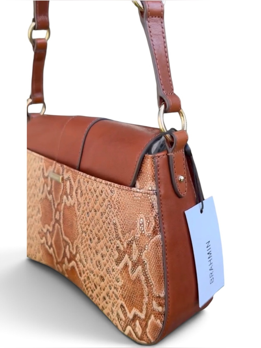 Brahmin Nerida multi Wailua snake embossed leather buckle shoulder bag NWT RARE - Picture 8 of 15